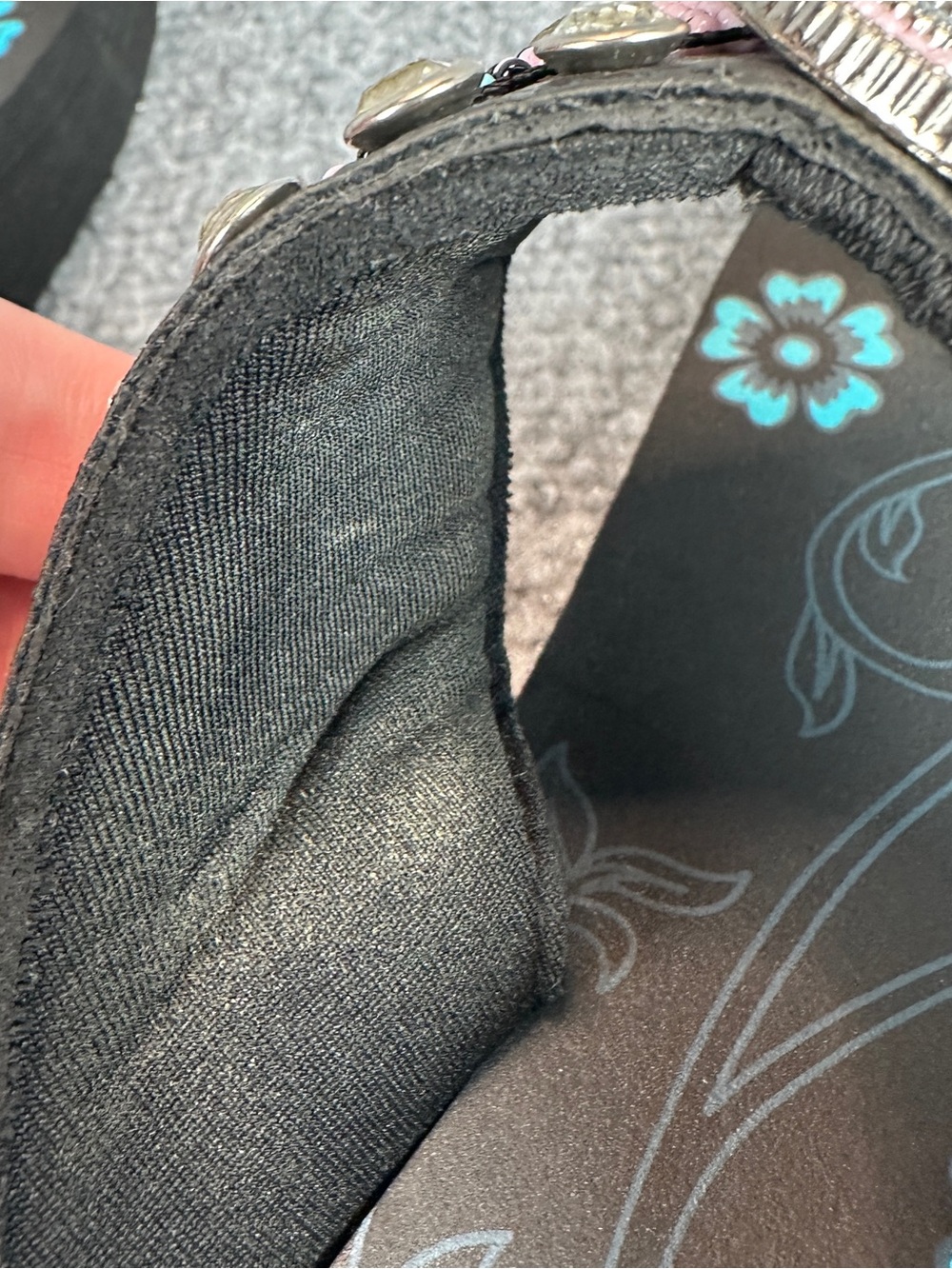 Montana West Beaded Western Wedge Flip Flops Women's Size 7 Black Turquoise - Picture 16 of 16